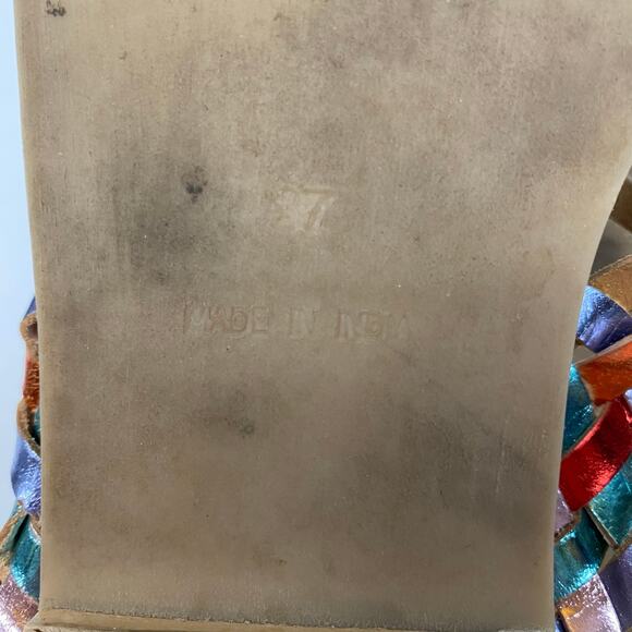 Free People San Juan Huarache Leather Metallic Rainbow Sandals Size 7 - Picture 10 of 12